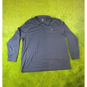 Greg Norman Mens XXL Navy Blue 1/4 Zip Long Sleeve Golf Polo Shirt Shark Logo
